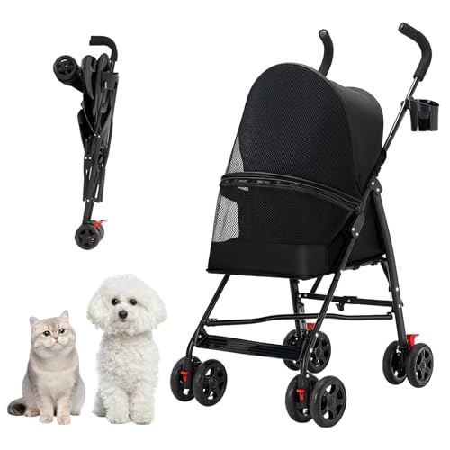 Cat Stroller Foldable Lightweight for Small Dogs Cats 0 (black)