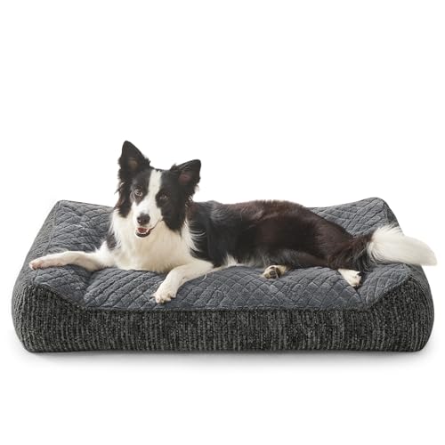 XL Orthopedic Dog Beds Large Sized Dog (L Plus(38"L x 28"W x 8"Th) / Grey)