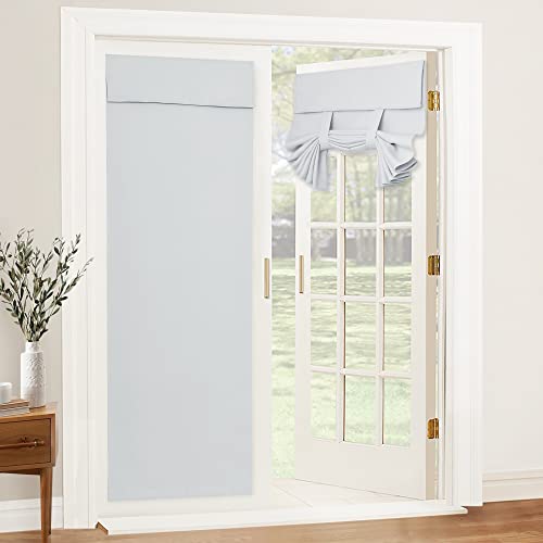 French Door Window Curtain Blackout Blind (Greyish White / 34"W x 69"L (Pack of 1))