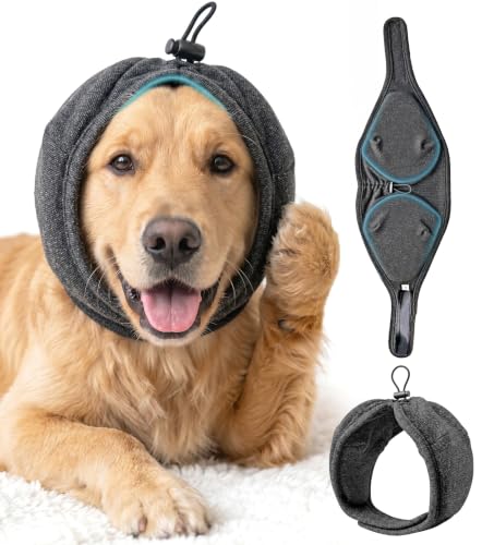 Dog Ear Muffs for Noise Protection Adjustable Ear Wrap Dark Grey M (Dark Grey - M / Medium)