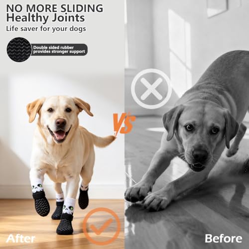 Anti Slip Dog Socks to Prevent Licking Paws for Hot Pavement (White & Black / Small)