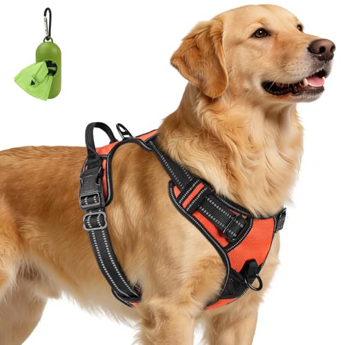 No Pull Dog Harness for Extra Large Dogs (X-Large / Orange)