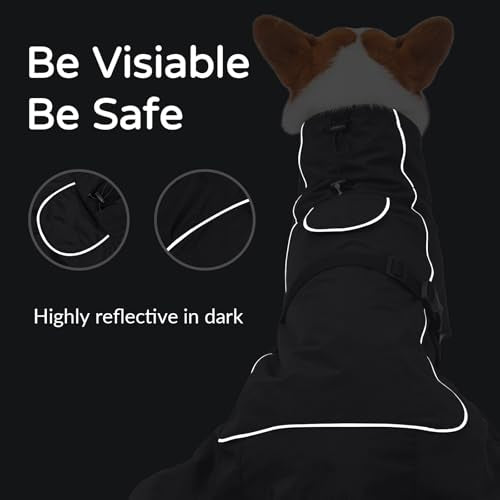Waterproof Dog Raincoat (Black (Velvet Lining) / 2XL)