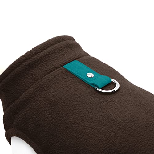 Fleece Vest Dog Sweater (Brown-Turquoise / Large (Around 18-lb))