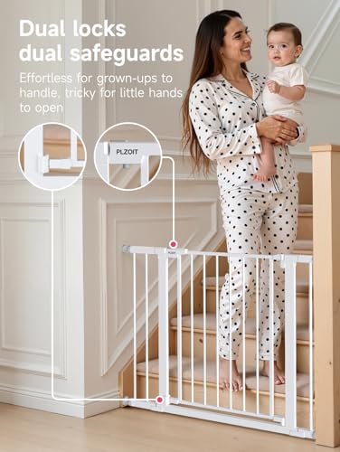 29.5 40.5" Baby Gate for Stairs (White / 29.5-40.5"W x 30"H)