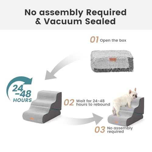 Dog Stairs for Small Dogs 22.8" H (Grey / Curved 15.7"x33"x22.8")