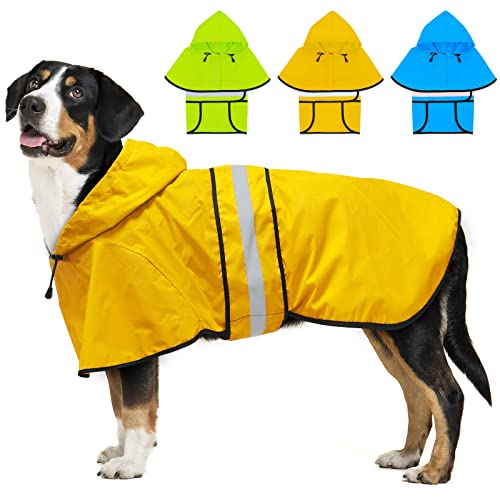 Fashion Hooded Dog Raincoat (Yellow / X-Large)