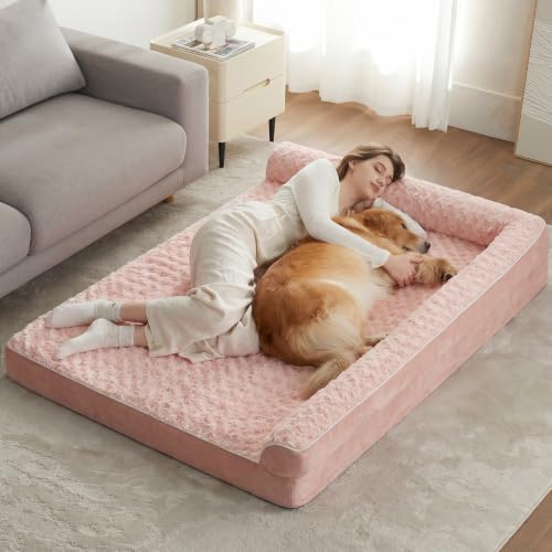 Orthopedic Washable Dog Bed (Pink / 61.0"l x 43.0"w x 7.5"th)