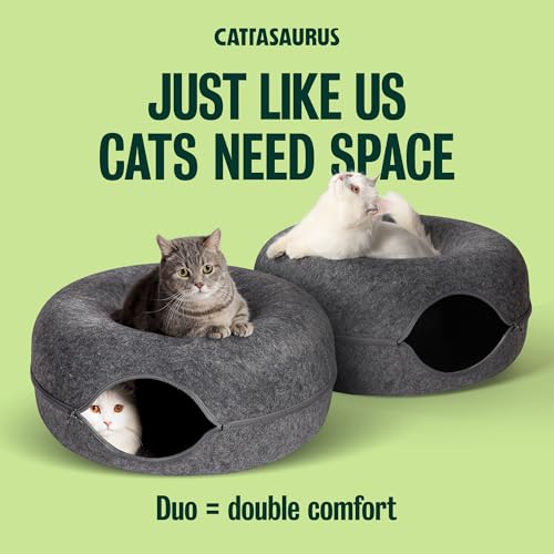 Peekaboo Cat Cave Donut for Multiple & Large Cats up to 30 (Dark Gray + Dark Gray / Large)
