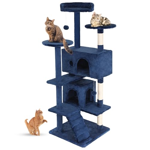 54" Cat Tree Tower (Navy Blue)
