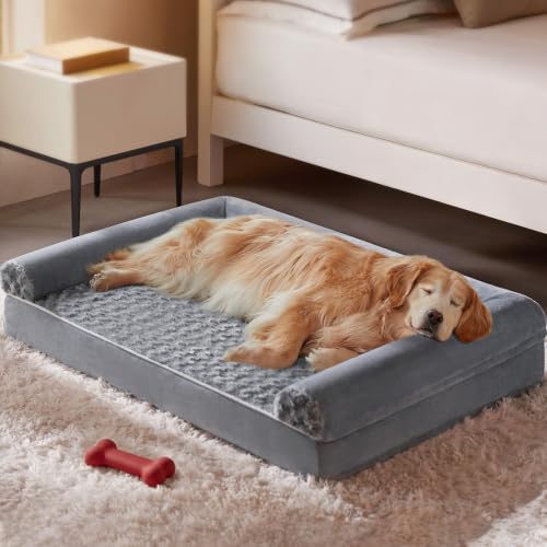 Orthopedic Washable Large Dog Bed for Senior Dog Comfy Sleep (36"l x 27"w x 6.5"th / Grey)