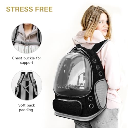 Cat Backpack Carrier Large Space Bubble Backpack up to 12lbs Black (Black)