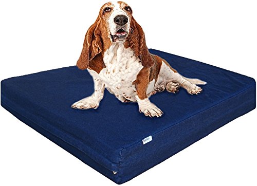 Large Orthopedic Memory Foam Dog Bed for Medium to Large Dogs with Durable Waterproof Internal Case (41.0"L x 27.0"W x 4.0"Th / Navy Blue)