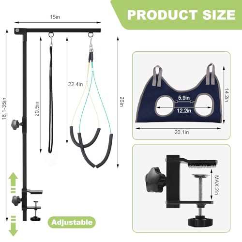 Home Dog Grooming Table Arm with Hammock 35" Height Adjustable Dog Grooming Arm with Clamp No (Black / Small/Medium)