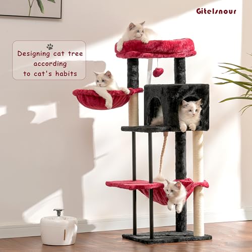 Cat Tree 43.3'' Cat Tower with Hammock for KittensGCT004SBR (43.3 inches / Black and red)