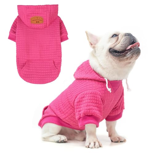 Dog Hoodies Sweater for Medium Dogs (Rose Pink / M (Back: 16",Chest: 22", Neck: 13"))