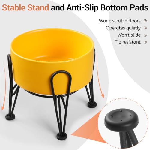 Elevated Dog Bowls (Yellow / 7.6 Cups | 2 Pack | For Large Dogs)