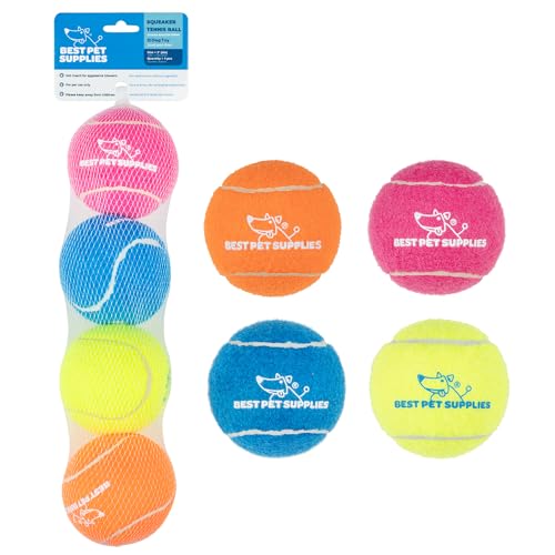 Interactive Squeaky Dog Chew Toy (Tennis (Assorted Color) / Large (Pack of 4))