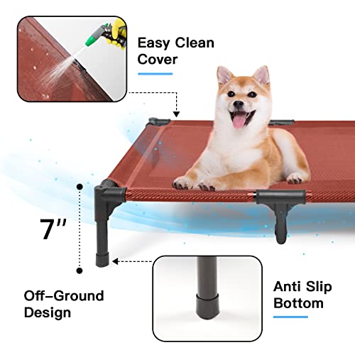 Elevated Dogs Bed Waterproof Outdoor (L (36"L x 30"W x 7"H) / Red)
