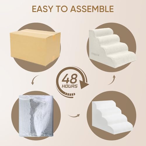 5 Step Pet Stairs for High Beds & Sofas (Beige / 5-step 22.8"H)