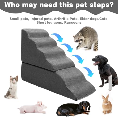 6 Step Dog Stairs Steps for High Bed 30" H (Dark Grey 30" H)