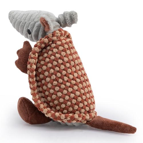 Armadillo Squeaky Puppy Dog Toys for Small Medium Dogs (8 IN / Burnt Orange and Light Yellow)