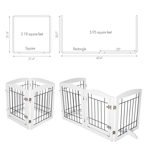 Dog Gate Indoor with Door (White / 【4 Panels with door】80"W x 24"H)