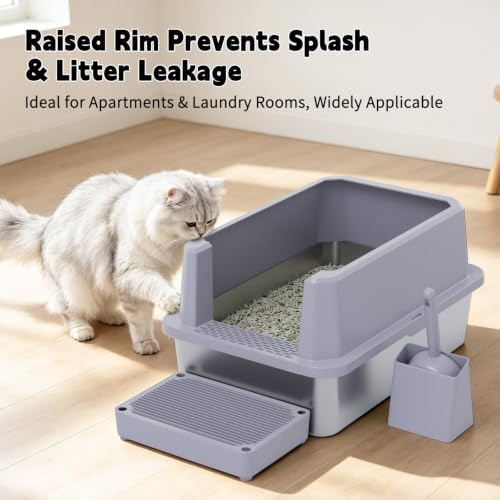 Open Cat Litter Box (Gray, 1 Pack)