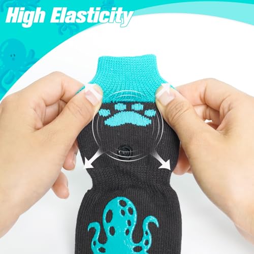 Anti Slip Dog Socks to Prevent Licking Paws for Hot Pavement (Black & Blue / X-Large)