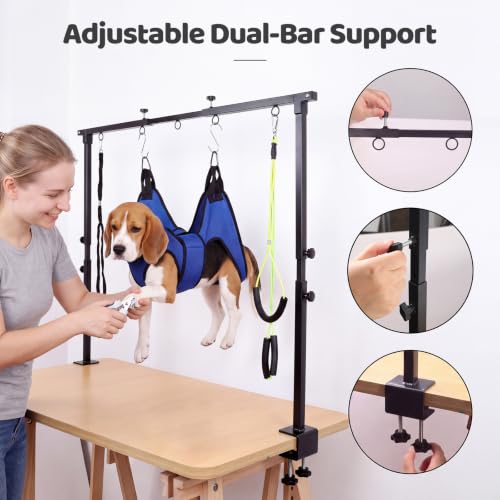 Dog Grooming Arm Double Rod with Hammock (Double pillars)