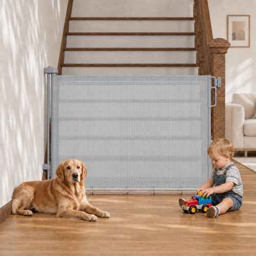 27 40" Retractable Baby Gates for Stairs & Doorways (Gray / Retractable Width: 27"–40")