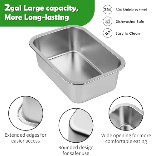 2 Gallon Elevated Large Dog Water Bowl with Mat (Grey-2 gal & mat / Height: 10.4-15.2")
