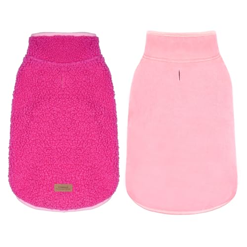 Sherpa Dog Coat Reversible Dog Jackets for Small Dogs (Large (16-21lbs) / Fuchsia)