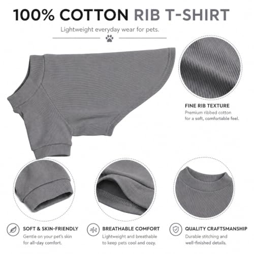 Ribbed Dog T Shirt Cotton Knitted Dog Sweaters for All Season Pet T (XL (for Medium Dog) / Dark gray)