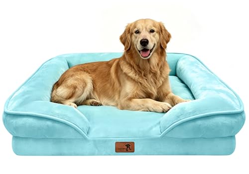 Orthopedic Dog Bed with Sides (42.0"L x 32.0"W x 6.5"Th / Ice Blue)