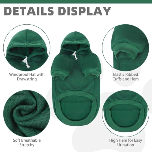 Dog Hoodie for Large Medium Small Dogs (Deep Green / XX-Large)