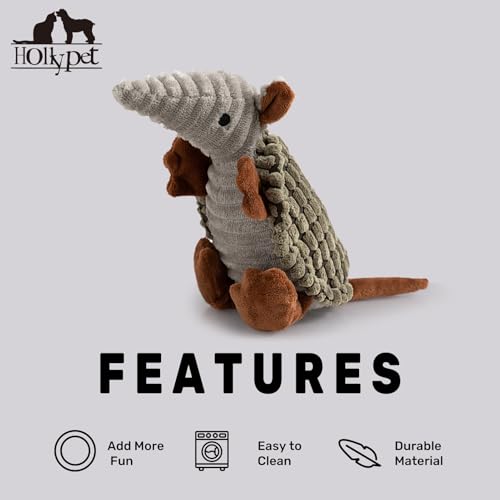Armadillo Squeaky Puppy Dog Toys for Small Medium Dogs (8 IN / Olive Drab)