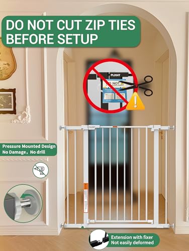 29.5 40.5" Baby Gate for Stairs (White / 29.5-40.5"W x 30"H)