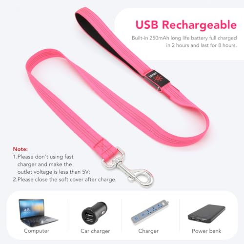 LED Light Up Dog Leash (Pink / 4FT)