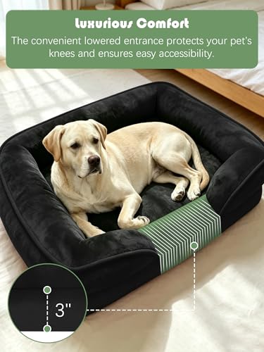 Orthopedic Dog Bed with Sides (42.0"L x 32.0"W x 6.5"Th / Black)