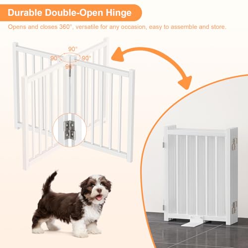 Short Dog Gate Indoor (White / 4 Panel-16''H, Up to 48’’ W)