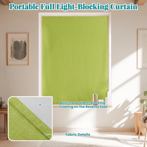100% Blackout Self Adhesive Curtains (46"W x 60"L (Pack of 1) / Fruit Green)