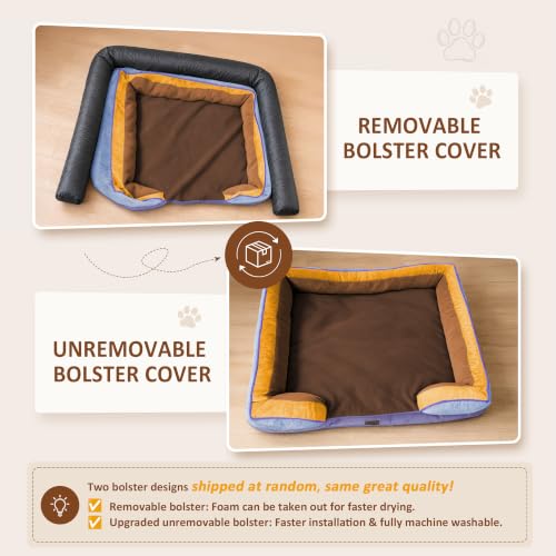 Orthopedic Dog Bed for Extra Large Dogs with Bolster (42.0"L x 30.0"W x 8.5"Th / Honey Lavender)