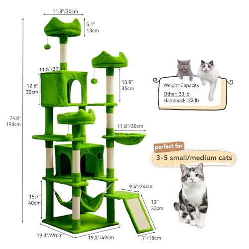 75inch Cat Trees for Large Cats (Green / 75 inch)