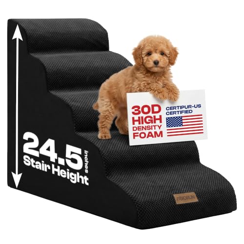Dog Stairs for High Beds (Black / Stairs 24.5"H)