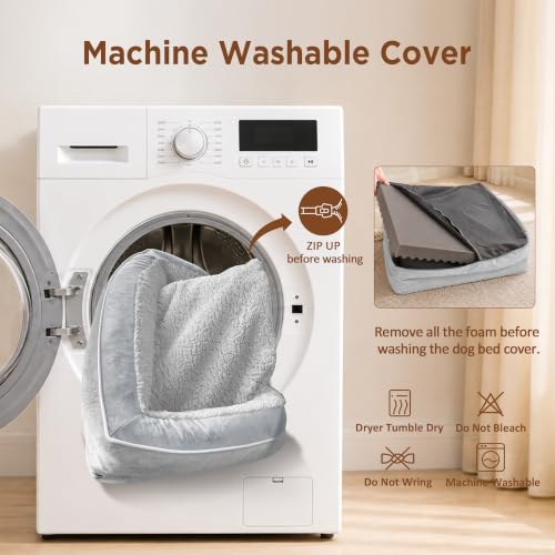 Waterproof Orthopedic Dog Bed for Extra Large Dogs (42.0"L x 30.0"W x 8.5"Th / Grey White)