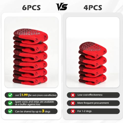 Anti Slip Dog Socks to Prevent Licking Paws for Hot Pavement (Red / X-Large)