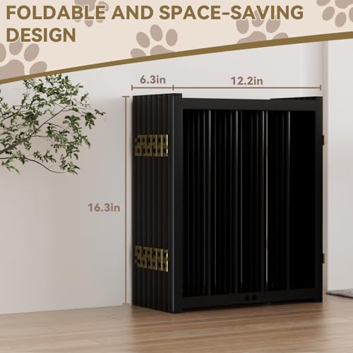 16" Freestanding Short Dog Gate for Small Dogs (Black-16"h / Up to 96" W, 8 Panels)