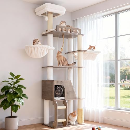 Wooden Cat Tree (Rustic Gray)