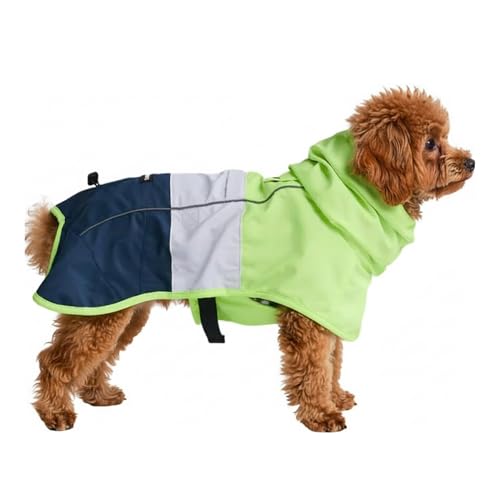 Dog Raincoat Waterproof Rain Jacket w (Neon White Navy Blue / Medium)